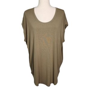 DKNY Stretchy Loose Relaxed Fit Rounded Hem SS T-Shirt Aloe Green/Tan/Taupe XXL